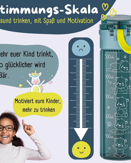 Children's drinking bottle, 500 ml, light - water bottle - logo blue