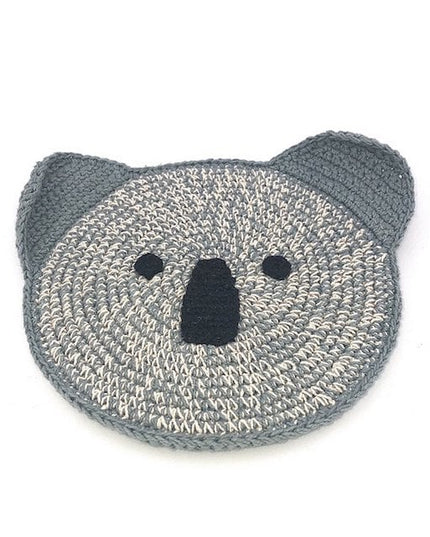Luna-Leena koala plat knuffeldoekje met geluid - blauwgrijs - biologisch katoen - handgehaakt in Nepal