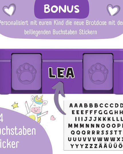 Leichte, auslaufsichere Lunchbox mit Fächern – Unicorn GLOW