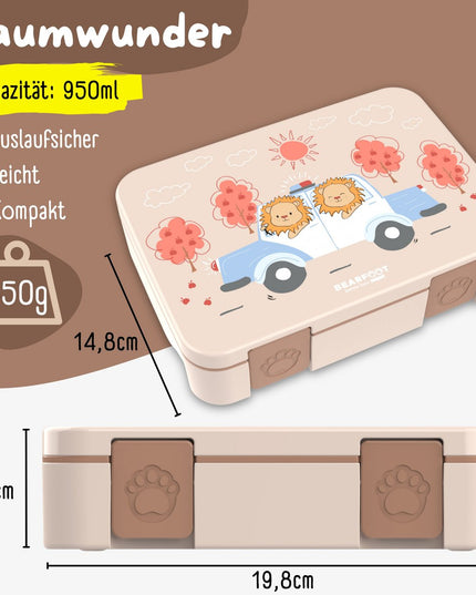 Lunchbox Bento compact met compartimenten, licht en lek-proof - politie bruin - 650ml