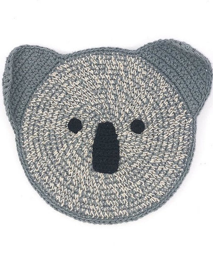 Luna-Leena koala plat knuffeldoekje met geluid - blauwgrijs - biologisch katoen - handgehaakt in Nepal