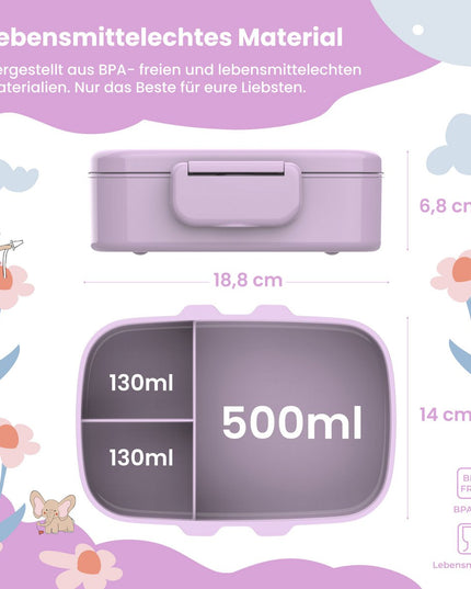 Children's lunch box with compartments, light and leak-proof - Dog &amp; Cat