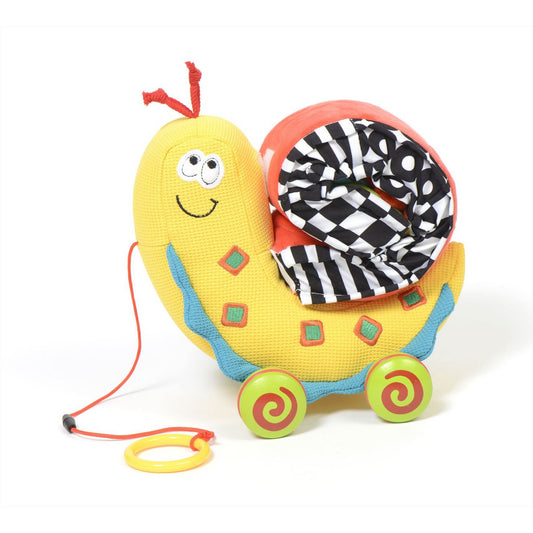 Dolce Toys speelgoed Classic trekfiguur & activiteitenknuffel slak Semmy - 21 cm