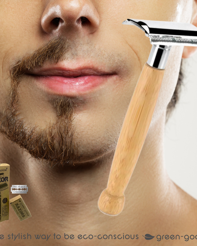 green-goose Klassiek Scheermes met Scheerzeep en Scheerkwast - Bamboe