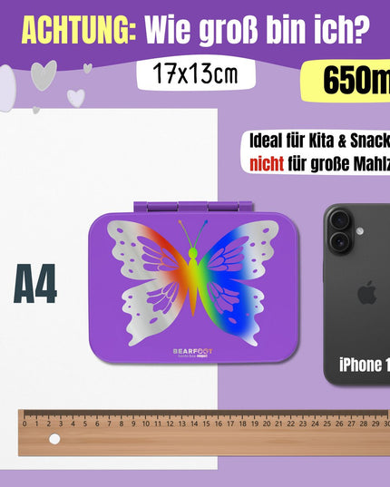 Butterfly GLOW Lunch Box with Compartments, Leak-Proof