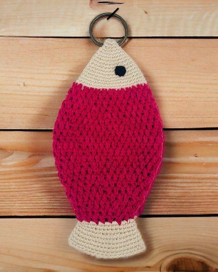 Luna-Leena wanddecoratie grote vis - fuchsia - biologisch katoen - handgehaakt in Nepal (kopie)