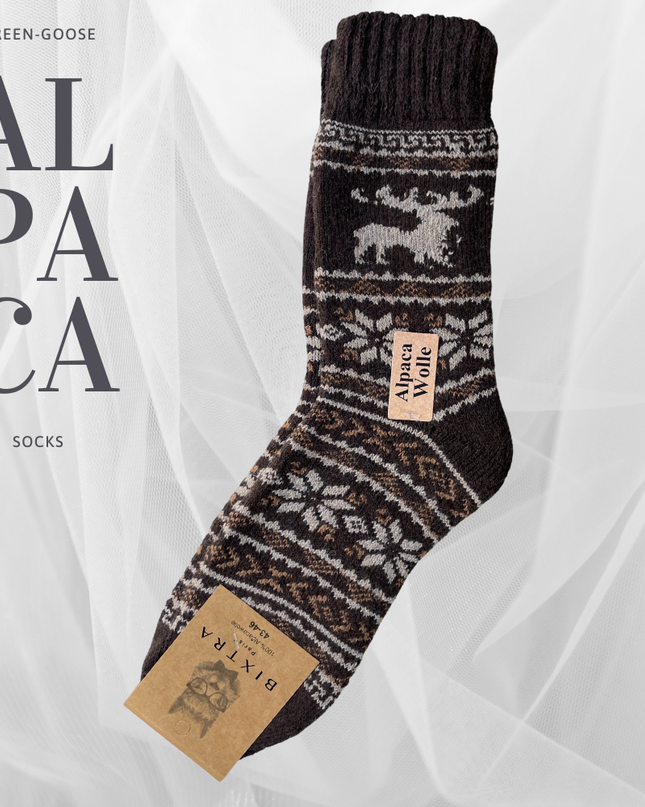 green-goose Alpaca Herensokken - 2 Paar - Rendier - 95% - heren