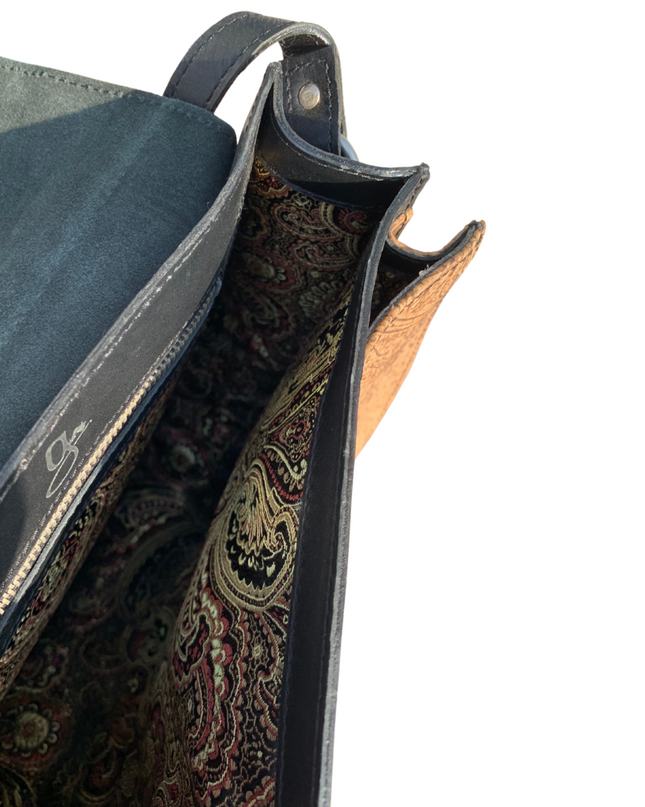 Gissy Kurk en Leer Handtas XL - Zwart