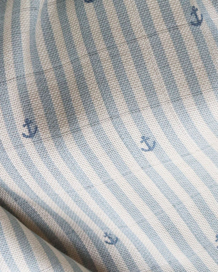 Bamboe mousseline inbakerdoeken 2st. Stripe Anchor