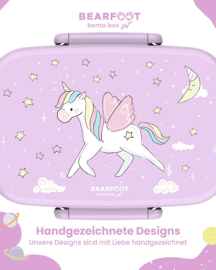 Children's lunch box with compartments, light and leak-proof - Unicorn