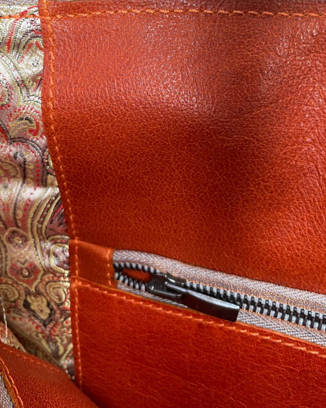 Gissy Kurk en Leer Handtas XL - Oranje