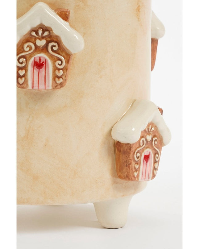 Bloempot - Assorti - H15 x Ø17 - Dolomiet - Off-white - Kerst2025