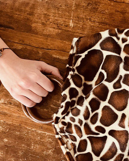 Luna-Leena tas luipaardprint bruin - nepbont - handgemaakt in Nepal