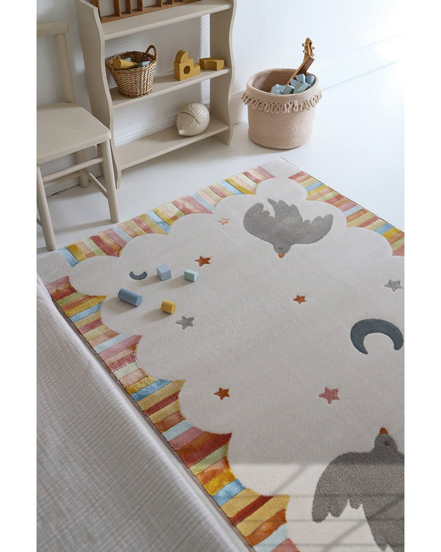 Kinderkamer Tapijt “Dansende Vogels” – Kleurrijk & Comfortabel