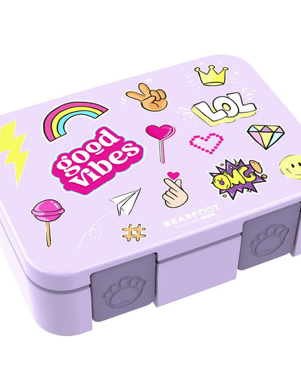 Sustainable Bento COMPACT lunch box - with compartments, leak-proof, BPA-free - purple sticker