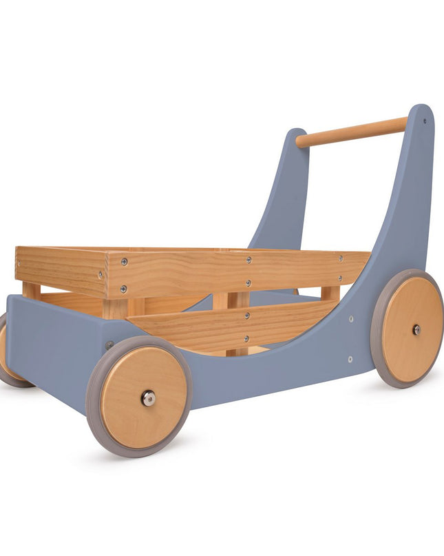 Kinderfeets 2-in-1 houten opbergkar & loopwagen - Slate Blue- dreumes & peuter