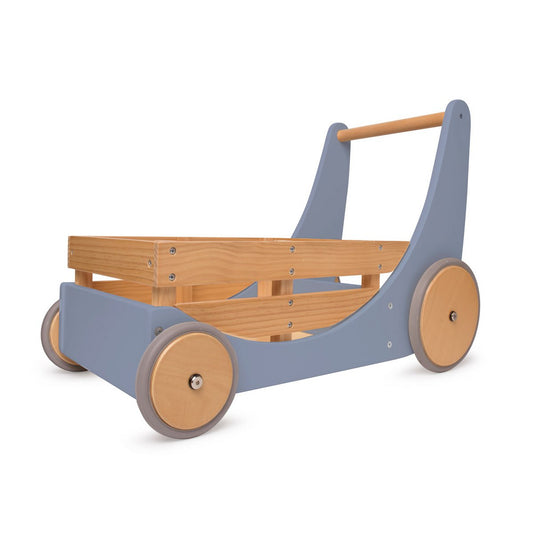 Kinderfeets 2-in-1 houten opbergkar & loopwagen - Slate Blue- dreumes & peuter