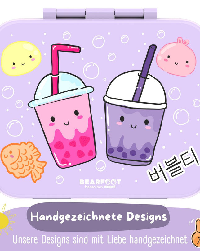 Blattdose mit Ventilatoren, Licht und auslaufsicherem Bubble Tea lila