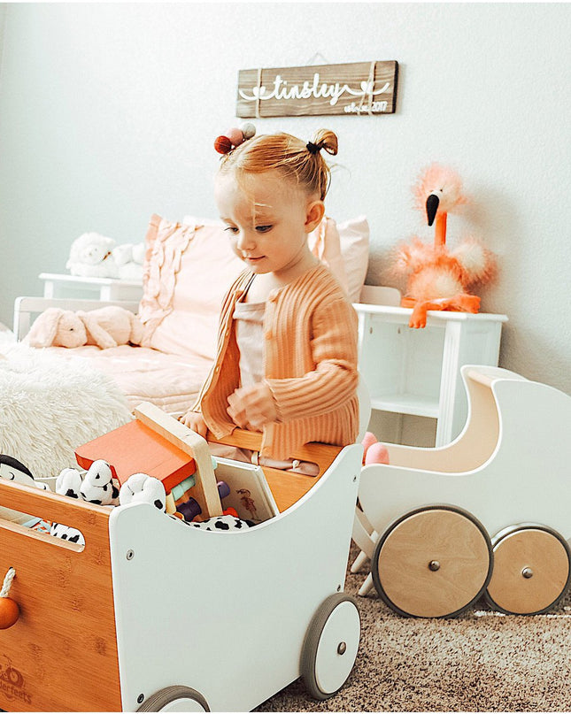 Kinderfeets 2-in-1 houten speelgoedkist wit