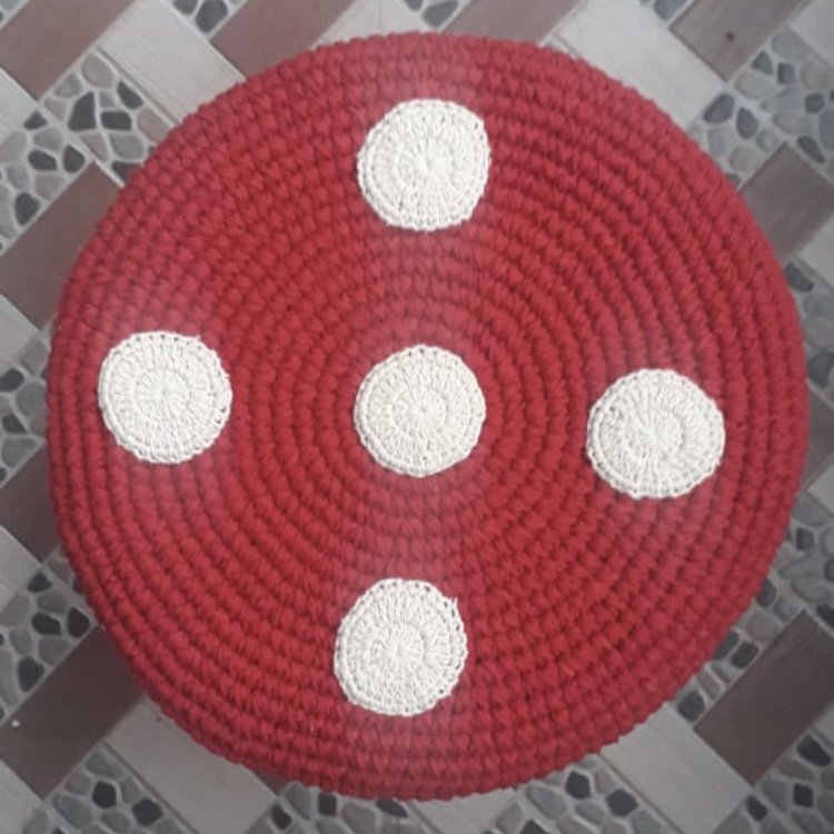 Luna-Leena kinderkruk paddestoelbekleding rood - katoen & hout - handgehaakt in Nepal
