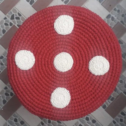 Luna-Leena kinderkruk paddestoelbekleding rood - katoen & hout - handgehaakt in Nepal