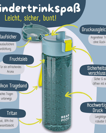 Children's drinking bottle, 500 ml, light - water bottle - logo blue