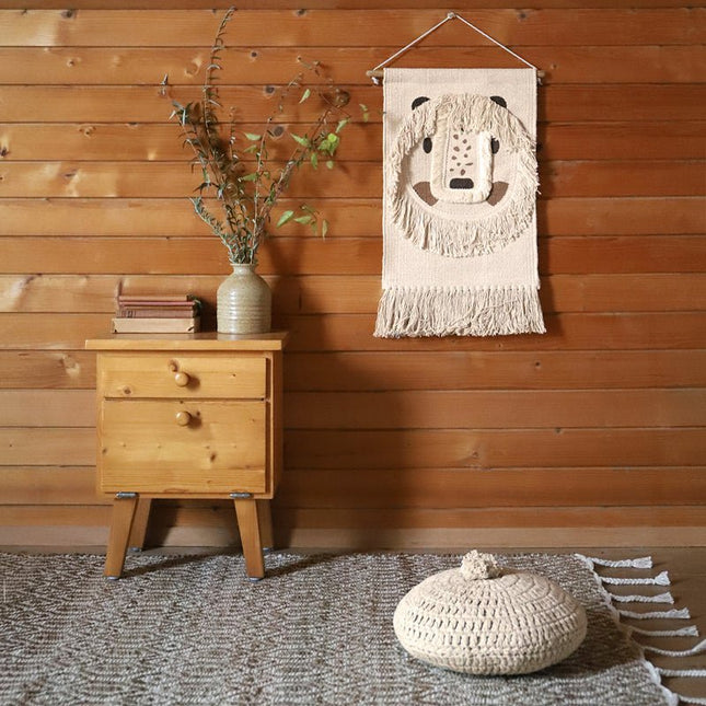 LENKA ECRU rond gehaakt kussen - enka Gehaakt Rond Kussen – Bohemien Vintage, 30 cm