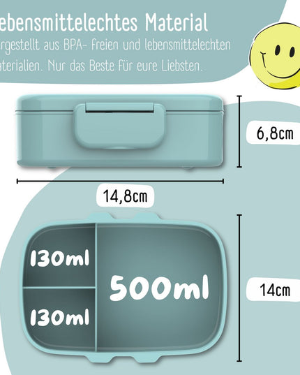 Children's lunch box with compartments, leak-proof - BubbleTea, mint