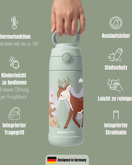 Thermo kinderdrinkfles bidon RVS - hertgroen