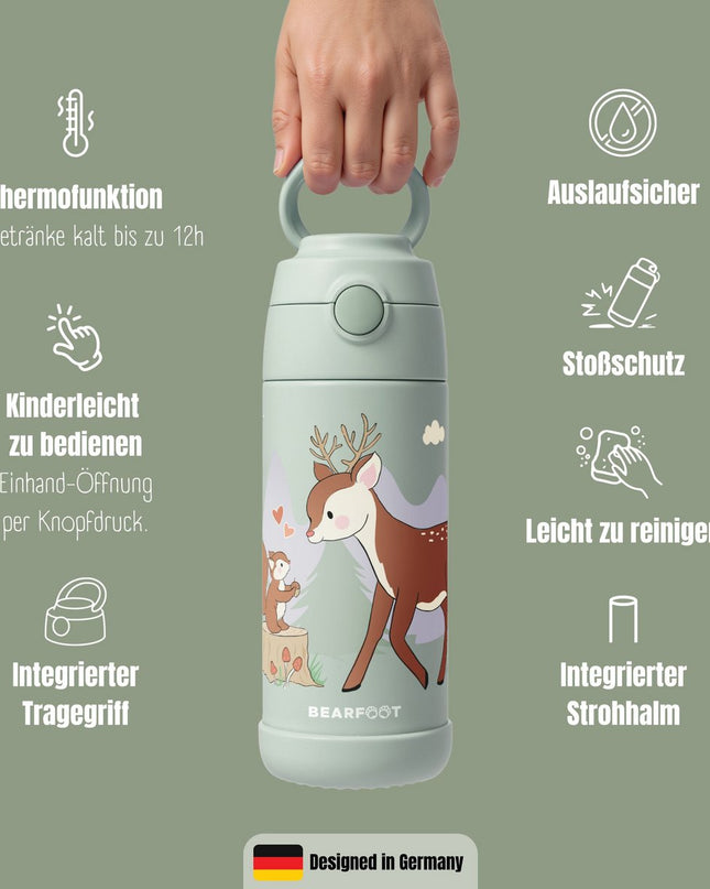 Thermo kinderdrinkfles bidon RVS - hertgroen