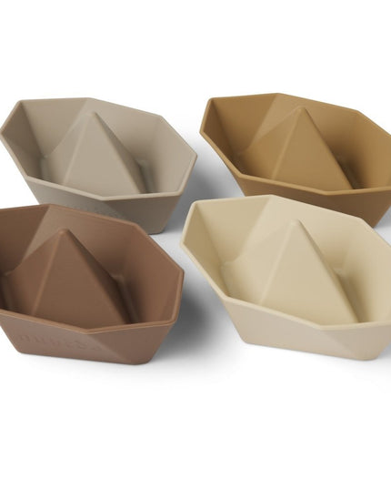 Asger siliconen bootjes 4 st.-bruin mix - badspeelgoed - Siliconen Boten – Set van 4