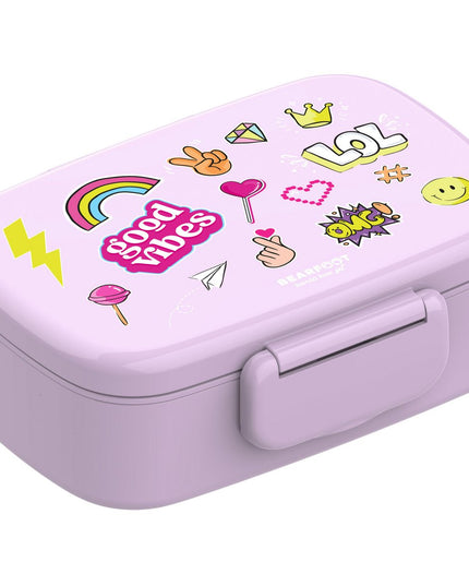 Kinder-Lunchbox mit Fächern, auslaufsicher – Aufkleber, lila