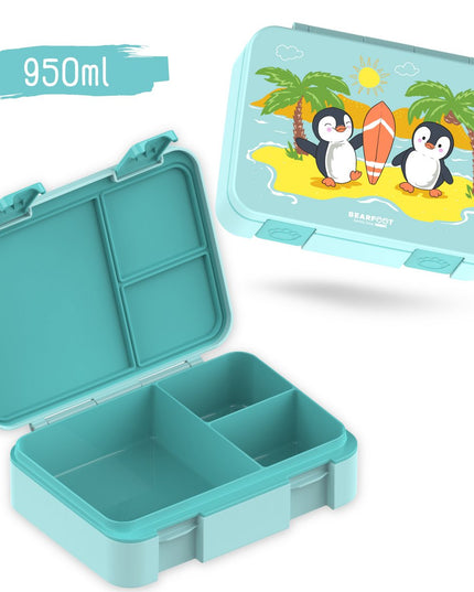 Sustainable Bento Lunch Box COMPACT - with compartments, leak-proof, BPA-free - Penguin