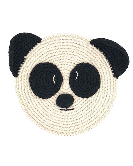 Luna-Leena panda plat knuffeldoekje met geluid - biologisch katoen - handgehaakt in Nepal