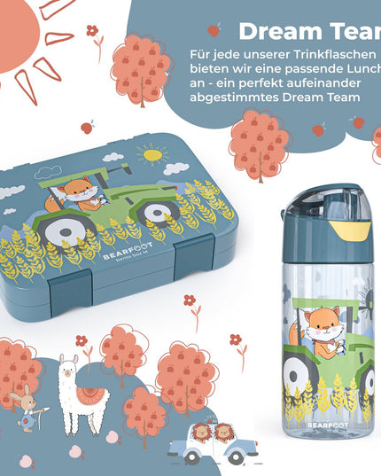 Children's water bottle, lightweight water bottle - tractor fox