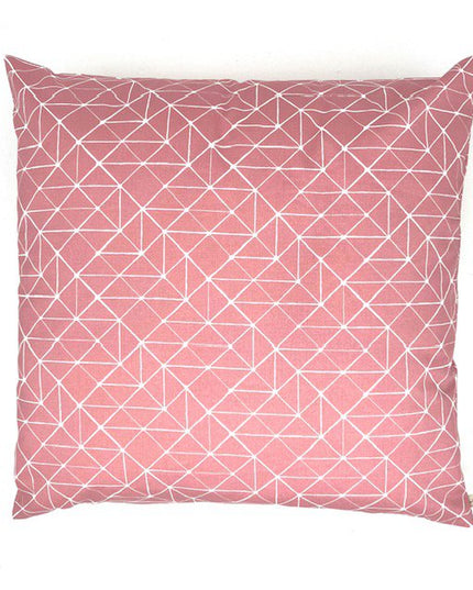 Kussen geometrische print + binnenkussen - oudroze - 45x45cm duurzaam