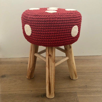 Luna-Leena kinderkruk paddestoelbekleding rood - katoen & hout - handgehaakt in Nepal