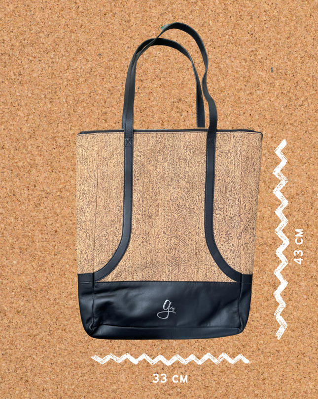 Gissy Kurk en Leer Handtas XL - Zwart