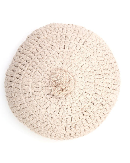 LENKA ECRU rond gehaakt kussen - enka Gehaakt Rond Kussen – Bohemien Vintage, 30 cm