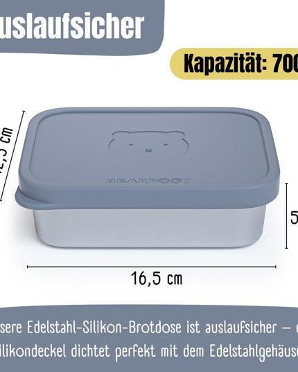 Lunchbox für Kinder, Edelstahl mit Silikoneinsatz – blau