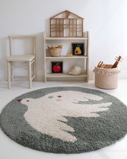 Small Bohemian Bird Aqua – Ronde katoenen kindertapijt vloerkleed
