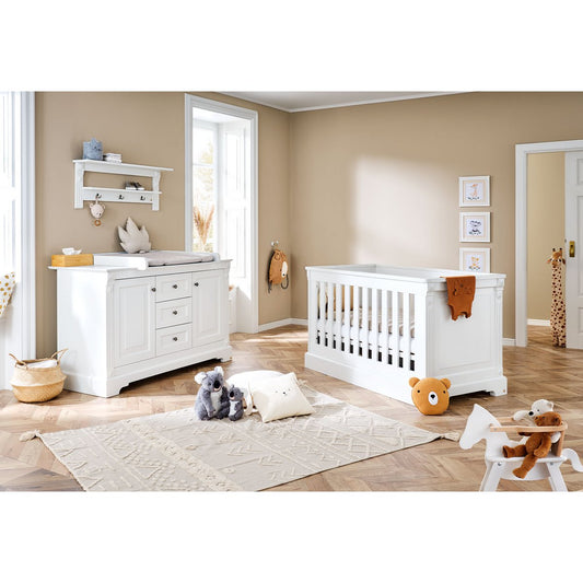 Startset 'Emilia' extra breed, incl. wandplank3 delen: ledikant, extra brede commode, wandplank