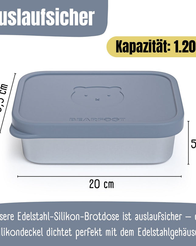 Lunchbox für Kinder, Edelstahl mit Silikoneinsatz – blau