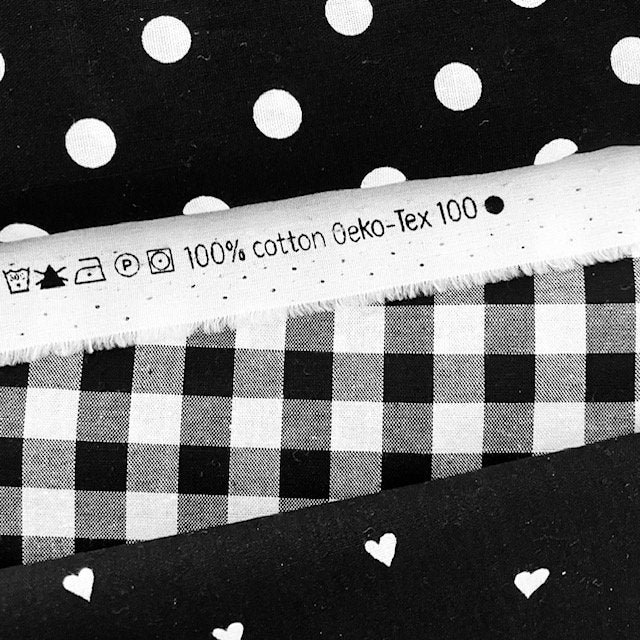 Kussen Vichy vierkant zwart + binnenkussen (set) - 45x45cm duurzaam