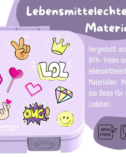 Sustainable Bento COMPACT lunch box - with compartments, leak-proof, BPA-free - purple sticker