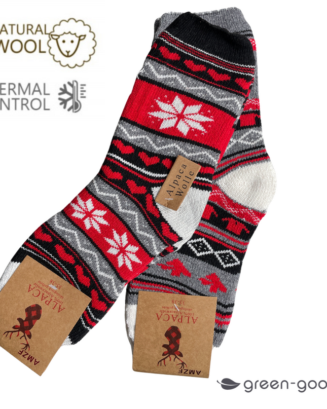 green-goose Alpaca Damessokken - 2 Paar - Kerst - 95% - dames - kerst 2025