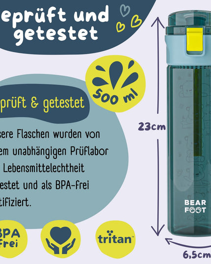 Children's drinking bottle, 500 ml, light - water bottle - logo blue