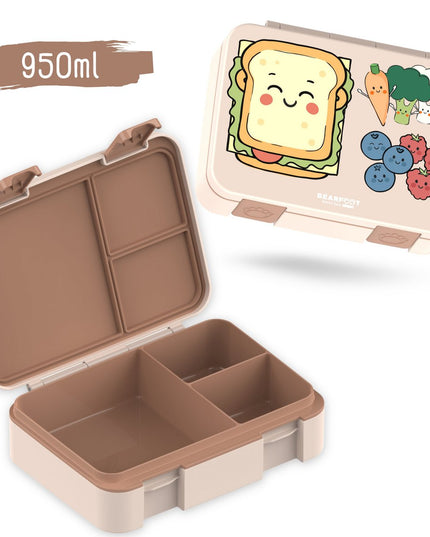 Sustainable Bento lunchbox COMPACT - with compartments, leak-proof, BPA-free - Sandwich Brown