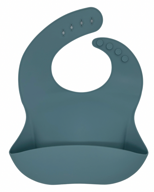 green-goose Siliconen Slabbetje en Bamboe Bestek - Petrol