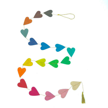 Luna-Leena slinger harten ecopapier veelkleurig wanddecoratie - verticaal - L2,00 cm - handgemaakt in Nepal